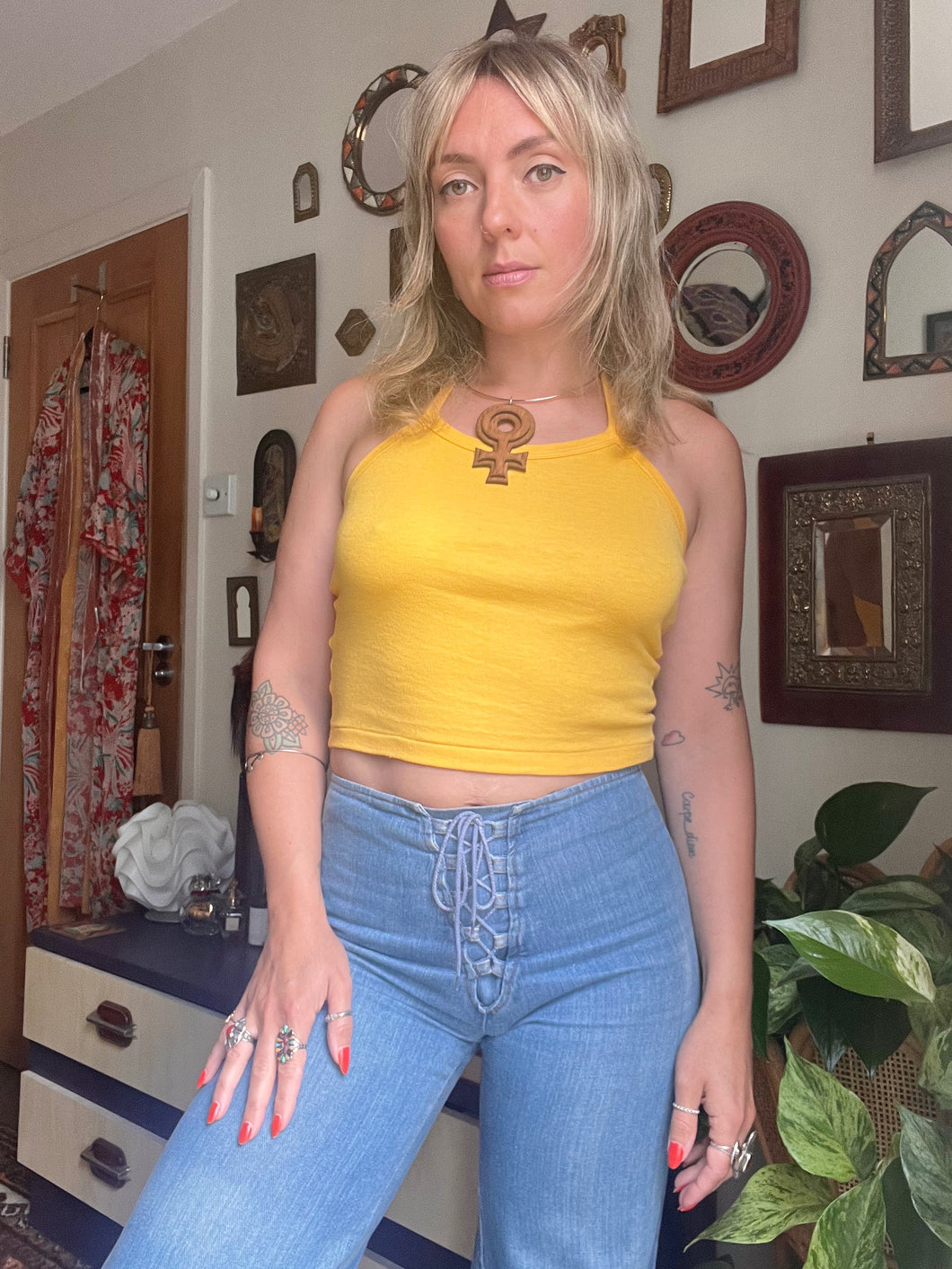Hazy Dayz 70s Deadstock Halter Crop Top