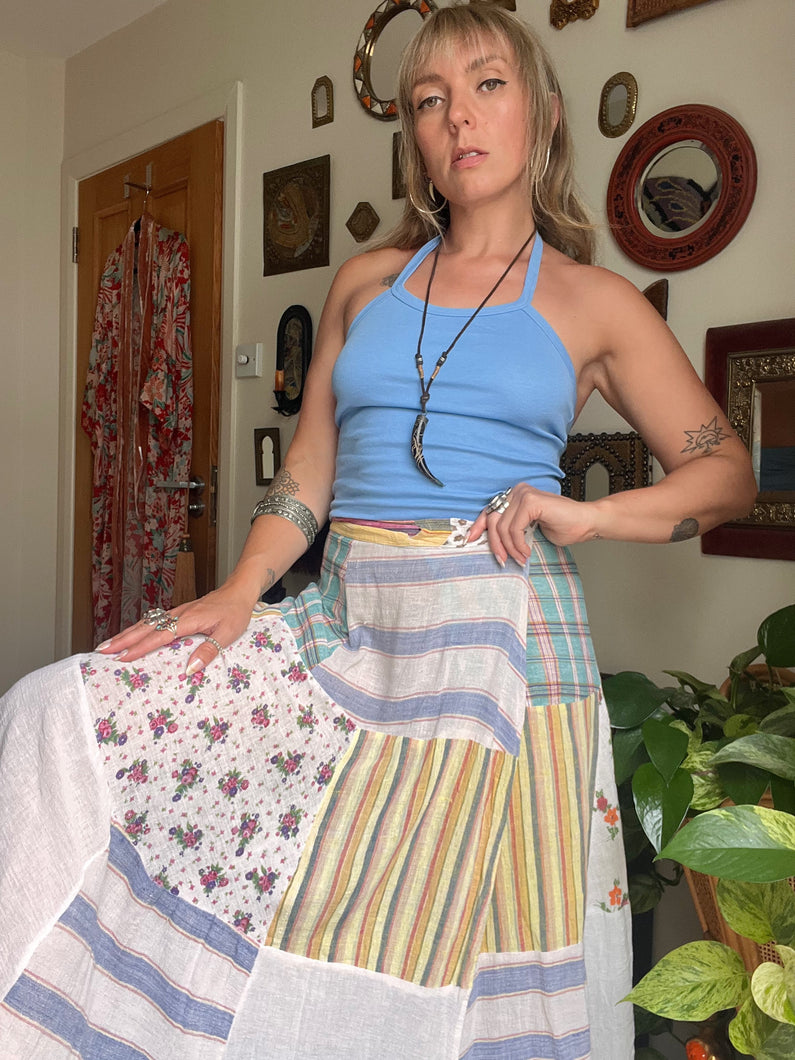Hazy Dayz Patchwork Wrap Skirt