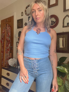 Hazy Dayz 70s Deadstock Halter Crop Top