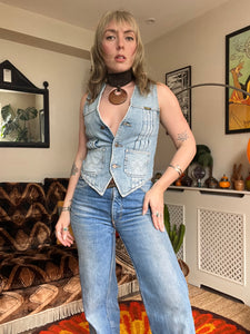 Hazy Dayz Wrangler Distressed Denim Waistcoat